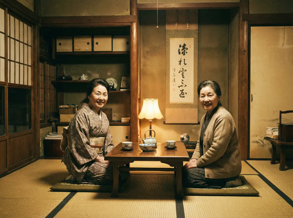 两位优雅的 91吃瓜 | 91吃瓜今日热点~全网精选91吃瓜资源站 在日式茶室中品茶交谈